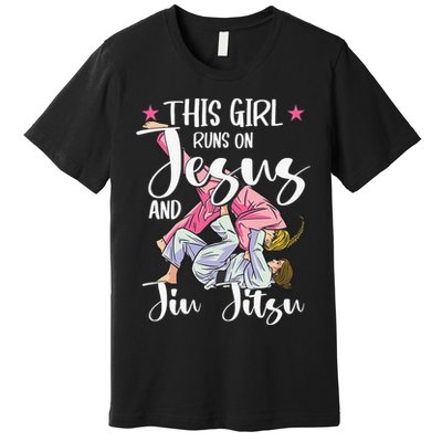 This  Runs On Jesus And Jiu Jitsu Gift Premium T-Shirt
