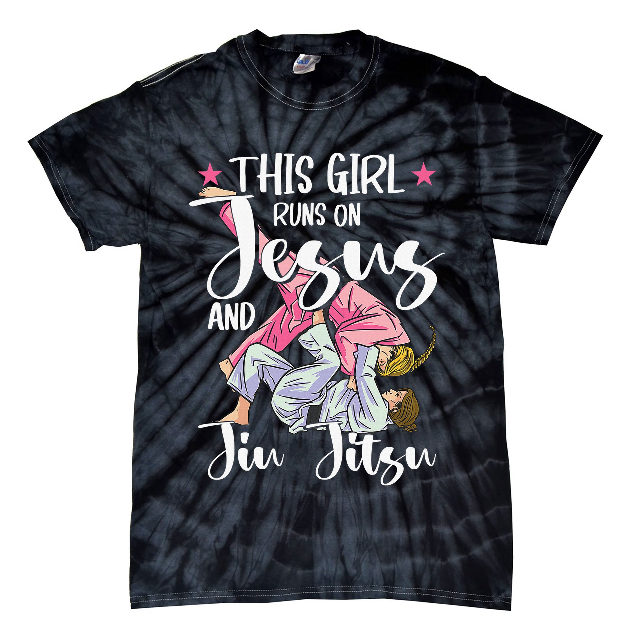 This  Runs On Jesus And Jiu Jitsu Gift Tie-Dye T-Shirt