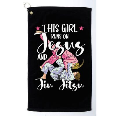 This  Runs On Jesus And Jiu Jitsu Gift Golf Towel