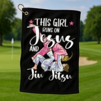 This  Runs On Jesus And Jiu Jitsu Gift Golf Towel
