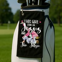 This  Runs On Jesus And Jiu Jitsu Gift Golf Towel