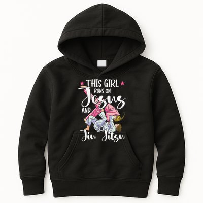 This  Runs On Jesus And Jiu Jitsu Gift Kids Hoodie