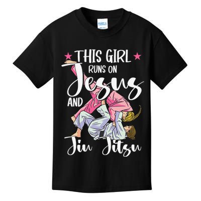 This  Runs On Jesus And Jiu Jitsu Gift Kids T-Shirt