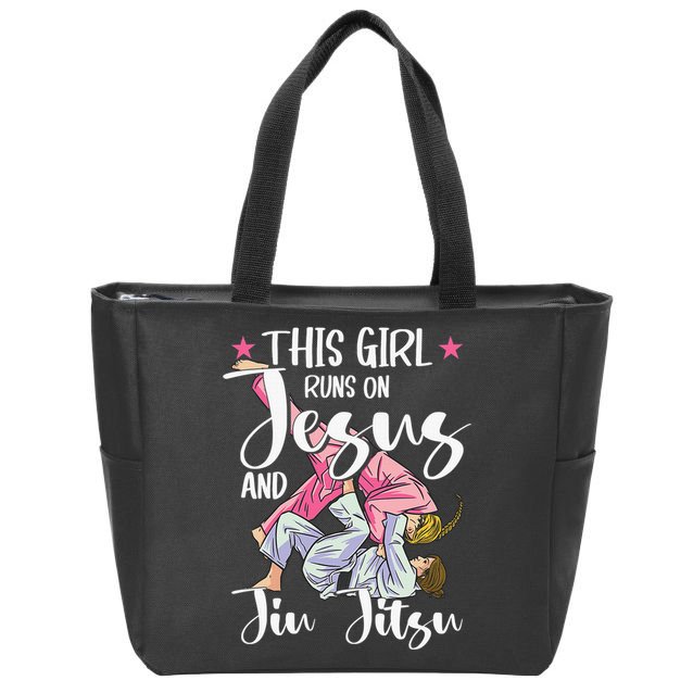 This  Runs On Jesus And Jiu Jitsu Gift Zip Tote Bag
