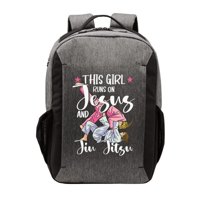 This  Runs On Jesus And Jiu Jitsu Gift Vector Backpack