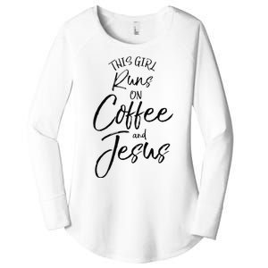 This Runs On Coffee And Jesus Christian Women's Perfect Tri Tunic Long Sleeve Shirt