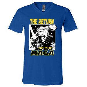 The Return Of The Maga Funny Parody Trump Wins Trump Won 47 V-Neck T-Shirt