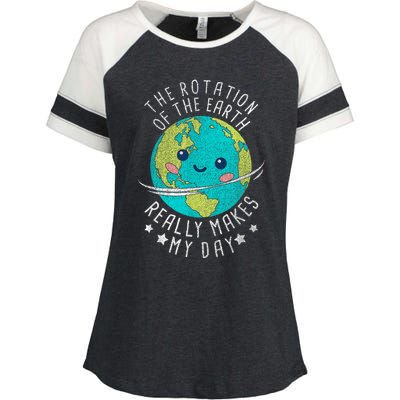 The Rotation Of The Earth Really Makes My Day Earth Day Enza Ladies Jersey Colorblock Tee