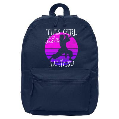 This Runs On Jesus And Jiu Jitsu Christian Gift 16 in Basic Backpack