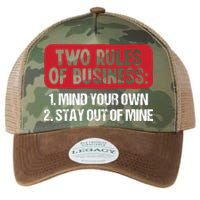 Two Rules Of Business Mind Your Own Stay Out Of Mine Funny Legacy Tie Dye Trucker Hat