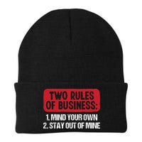 Two Rules Of Business Mind Your Own Stay Out Of Mine Funny Beanie