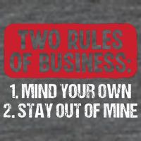 Two Rules Of Business Mind Your Own Stay Out Of Mine Funny 7 Panel Mesh Trucker Snapback Hat