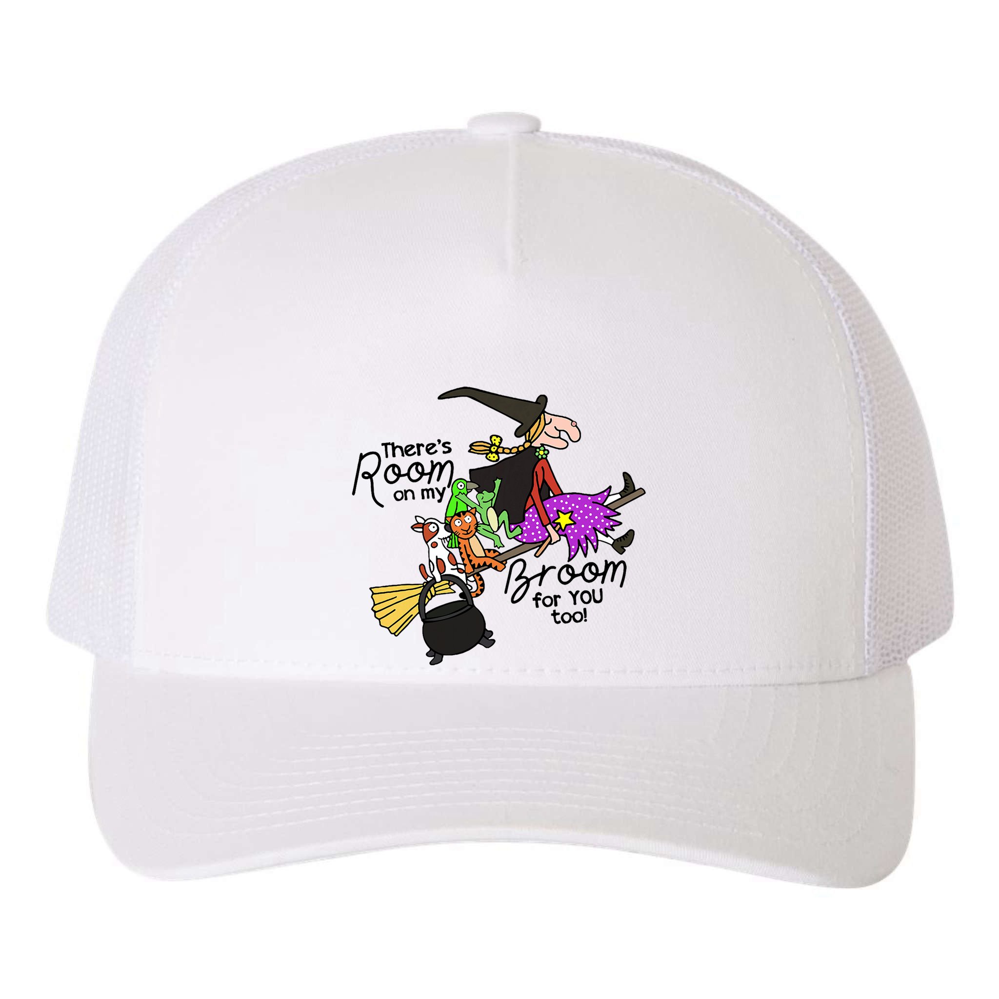 ThereS Room On My Broom For You Too Teacher Yupoong Adult 5-Panel Trucker Hat