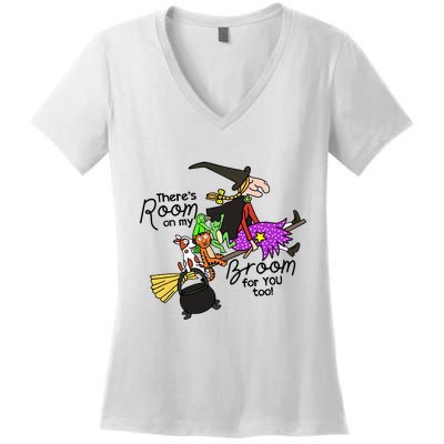 ThereS Room On My Broom For You Too Teacher Women's V-Neck T-Shirt