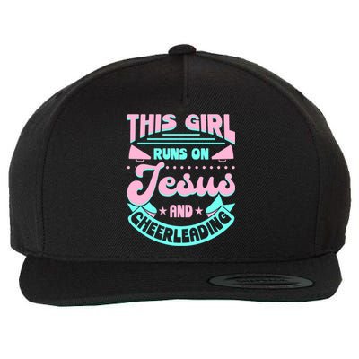 This Runs On Jesus And Cheerleading Faith Cheerleader Gift Wool Snapback Cap