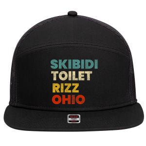 Toilet Rizz Ohio 7 Panel Mesh Trucker Snapback Hat