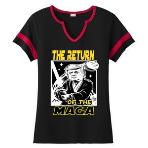 The Return Of The Maga Funny Parody Trump Wins Trump Won 47 Ladies Halftime Notch Neck Tee