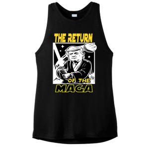 The Return Of The Maga Funny Parody Trump Wins Trump Won 47 Ladies PosiCharge Tri-Blend Wicking Tank