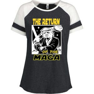 The Return Of The Maga Funny Parody Trump Wins Trump Won 47 Enza Ladies Jersey Colorblock Tee