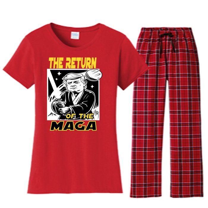 The Return Of The Maga Funny Parody Trump Wins Trump Won 47 Women's Flannel Pajama Set