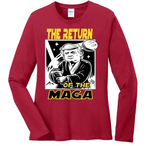 The Return Of The Maga Funny Parody Trump Wins Trump Won 47 Ladies Long Sleeve Shirt