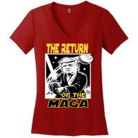 The Return Of The Maga Funny Parody Trump Wins Trump Won 47 Women's V-Neck T-Shirt