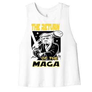 The Return Of The Maga Funny Parody Trump Wins Trump Won 47 Women's Racerback Cropped Tank