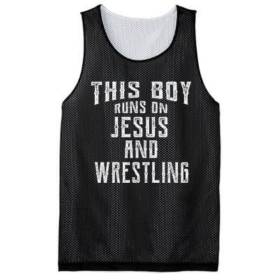 This Runs On Jesus And Wrestling Christian Gift Mesh Reversible Basketball Jersey Tank