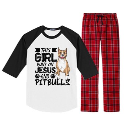 This Runs On Jesus And Pitbulls Christians Gift Raglan Sleeve Pajama Set