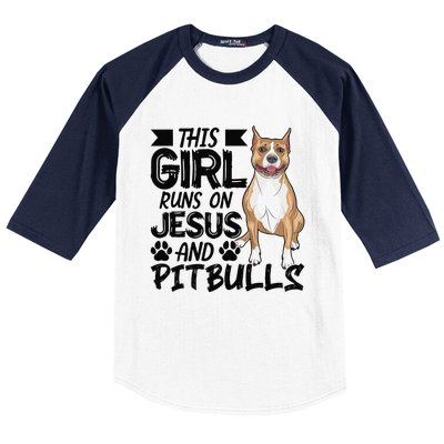 This Runs On Jesus And Pitbulls Christians Gift Baseball Sleeve Shirt