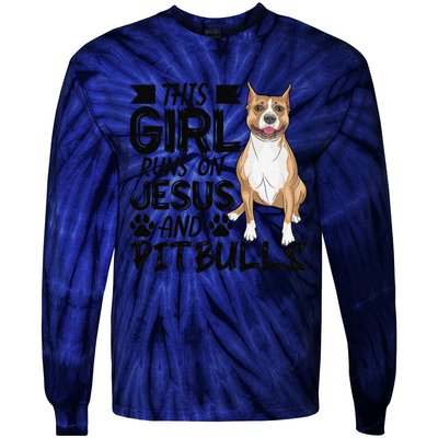 This Runs On Jesus And Pitbulls Christians Gift Tie-Dye Long Sleeve Shirt