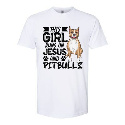 This Runs On Jesus And Pitbulls Christians Gift Softstyle CVC T-Shirt