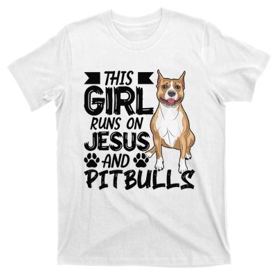 This Runs On Jesus And Pitbulls Christians Gift T-Shirt