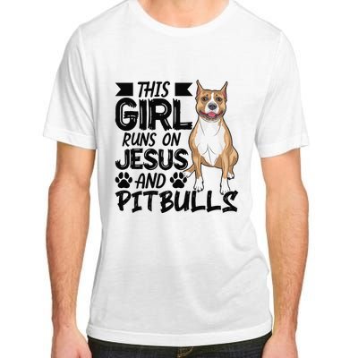 This Runs On Jesus And Pitbulls Christians Gift Adult ChromaSoft Performance T-Shirt