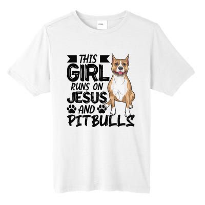 This Runs On Jesus And Pitbulls Christians Gift Tall Fusion ChromaSoft Performance T-Shirt