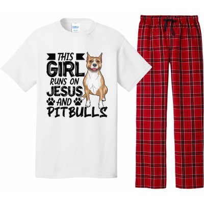 This Runs On Jesus And Pitbulls Christians Gift Pajama Set