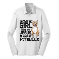 This Runs On Jesus And Pitbulls Christians Gift Silk Touch Performance Long Sleeve Polo