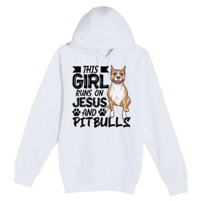 This Runs On Jesus And Pitbulls Christians Gift Premium Pullover Hoodie