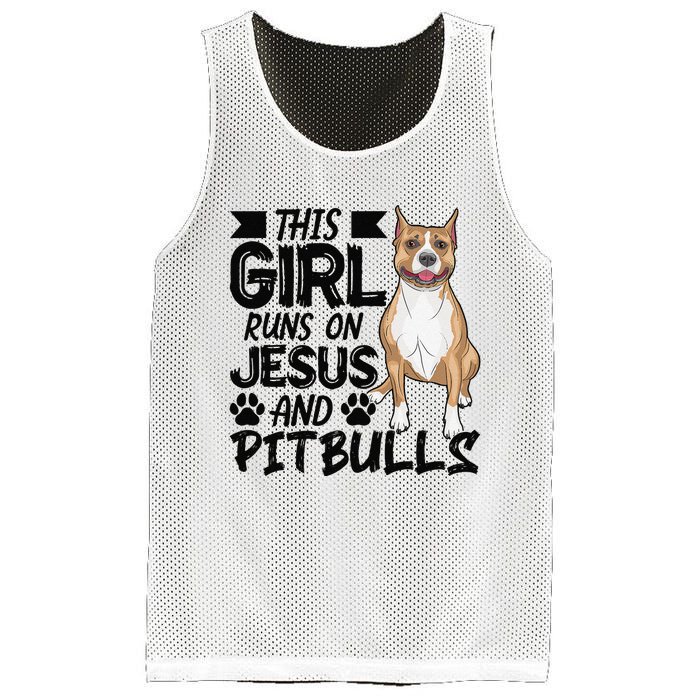 This Runs On Jesus And Pitbulls Christians Gift Mesh Reversible Basketball Jersey Tank