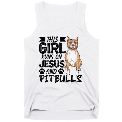 This Runs On Jesus And Pitbulls Christians Gift Tank Top