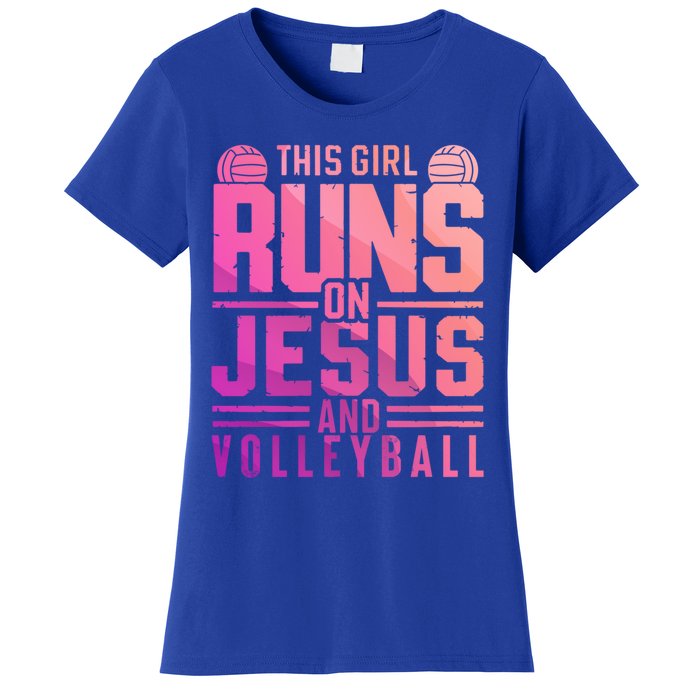 This Runs On Jesus And Volleyball Gift Women's T-Shirt