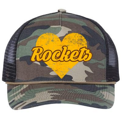 Titusville Rockets Over Heart Retro Rope Trucker Hat Cap