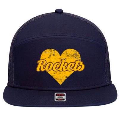 Titusville Rockets Over Heart 7 Panel Mesh Trucker Snapback Hat