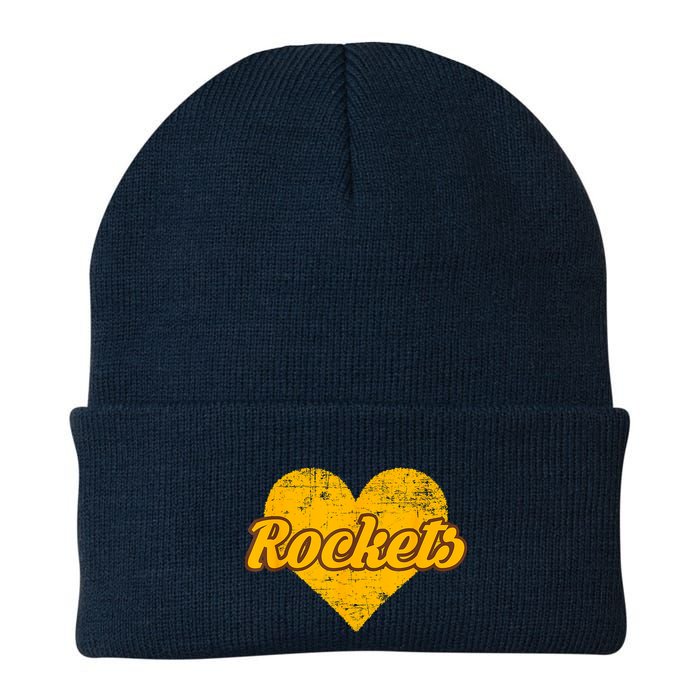 Titusville Rockets Over Heart Knit Cap Winter Beanie