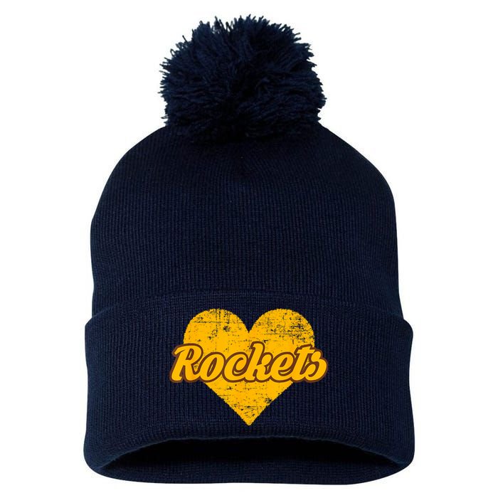 Titusville Rockets Over Heart Pom Pom 12in Knit Beanie