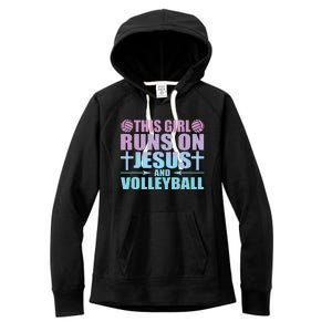 This Runs On Jesus And Volleyball Novelty Women's Fleece Hoodie