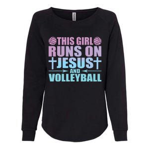 This Runs On Jesus And Volleyball Novelty Womens California Wash Sweatshirt