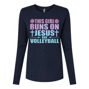 This Runs On Jesus And Volleyball Novelty Womens Cotton Relaxed Long Sleeve T-Shirt