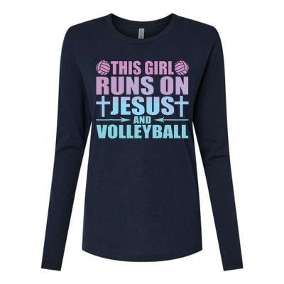 This Runs On Jesus And Volleyball Novelty Womens Cotton Relaxed Long Sleeve T-Shirt