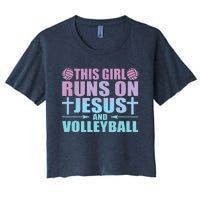 This Runs On Jesus And Volleyball Novelty Women's Crop Top Tee